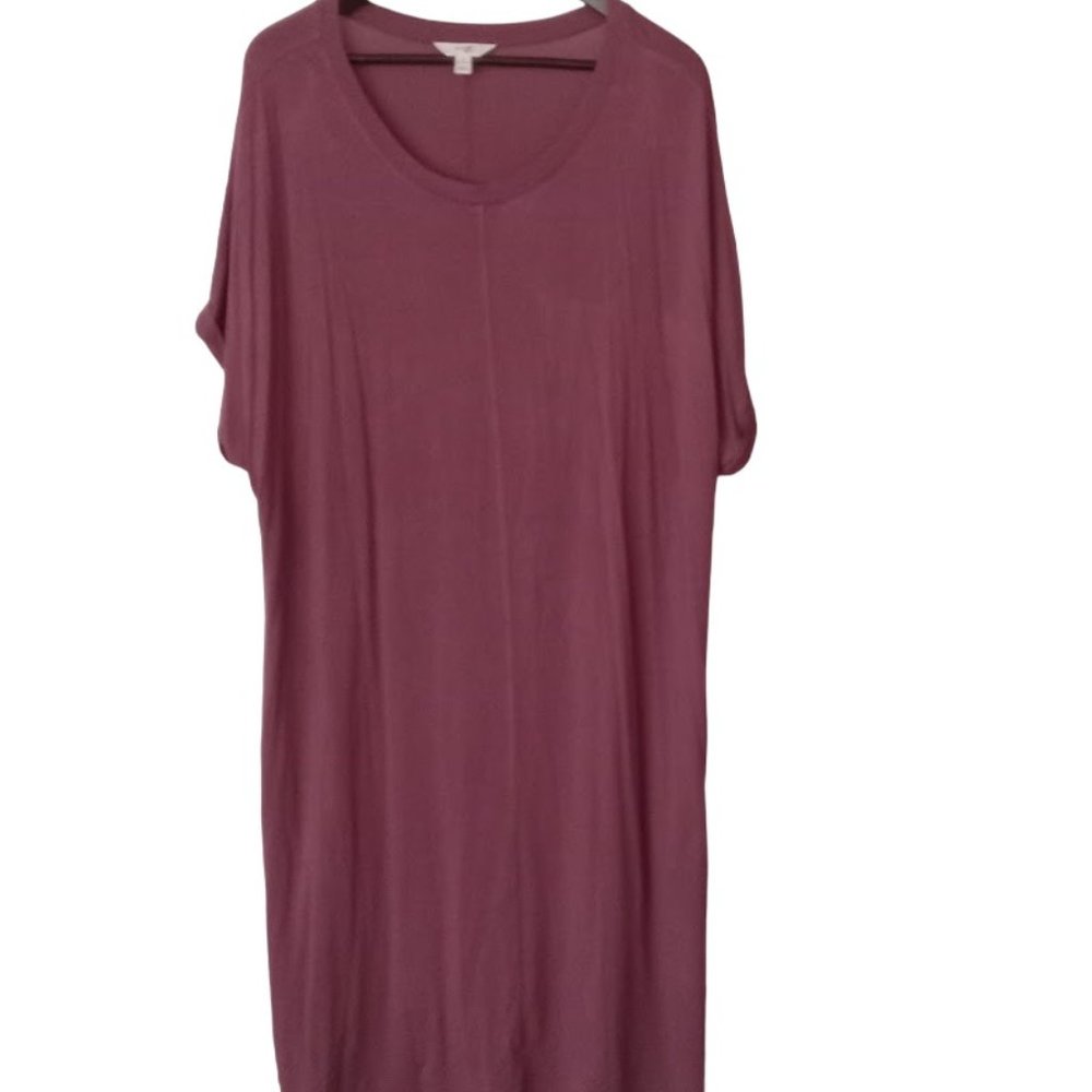 NWOT |Terra & Sky | Plum Color | soft Tee shirt midi dress | 2 pockets Size: 1X